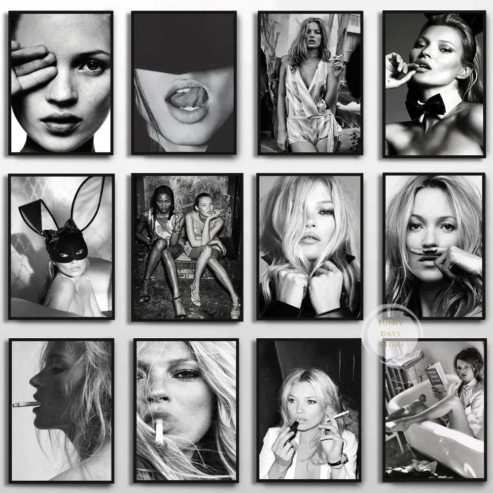 Vintage Vogue Fashion Poster - Vintage Sexy Supermodel Kate Moss Poster