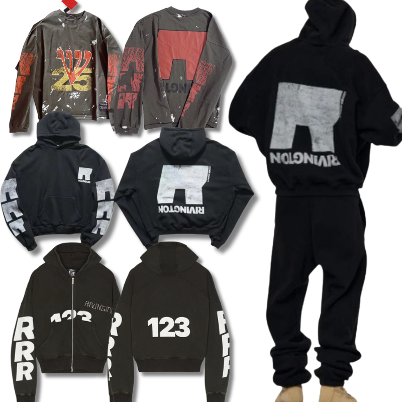 Vintage Urban Fashion - RRR-123 Embroidered LOGO Double Zip-up Hoodie
