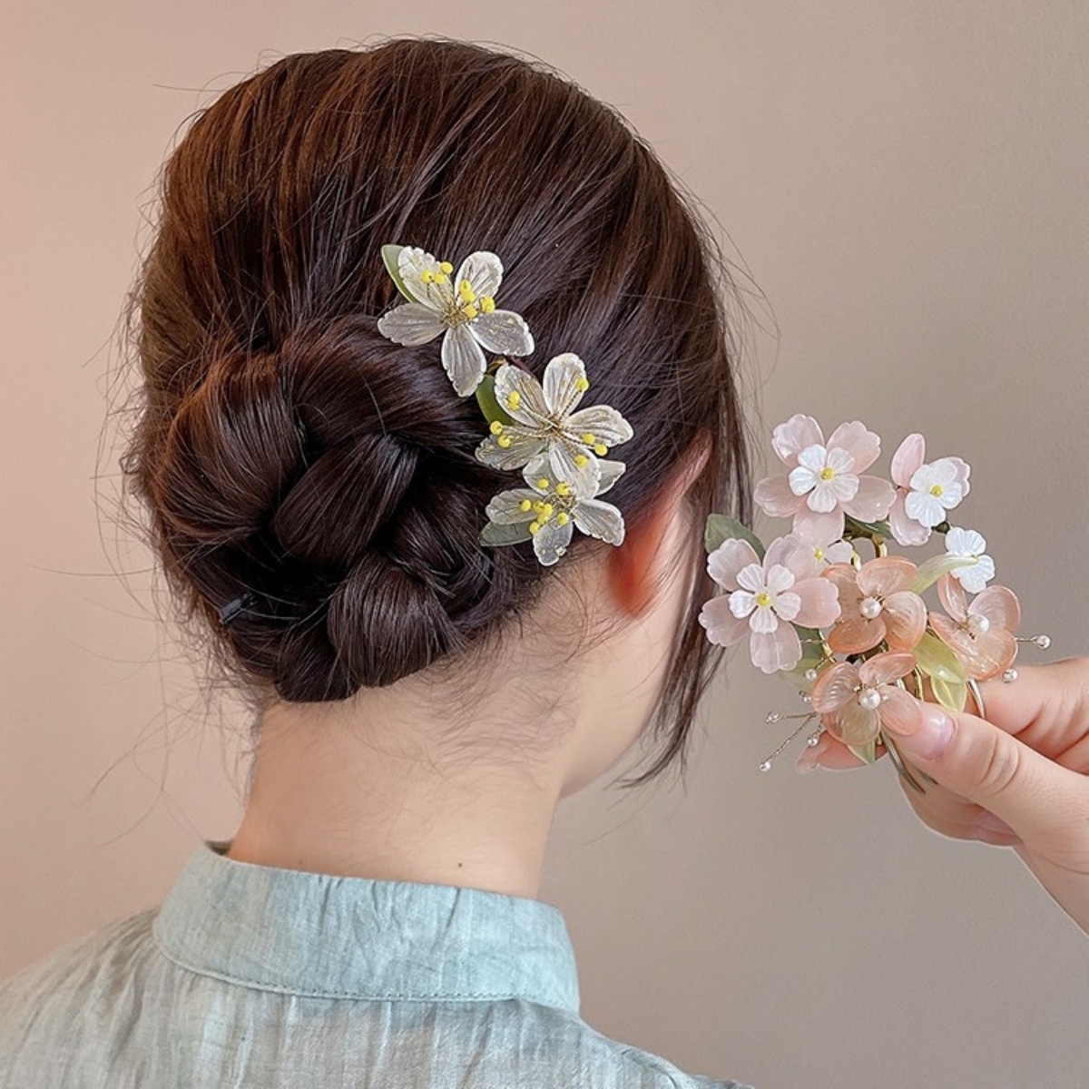 Vintage Fashion Accessories - Vintage Flower Hairpin Elegant Chinese Style