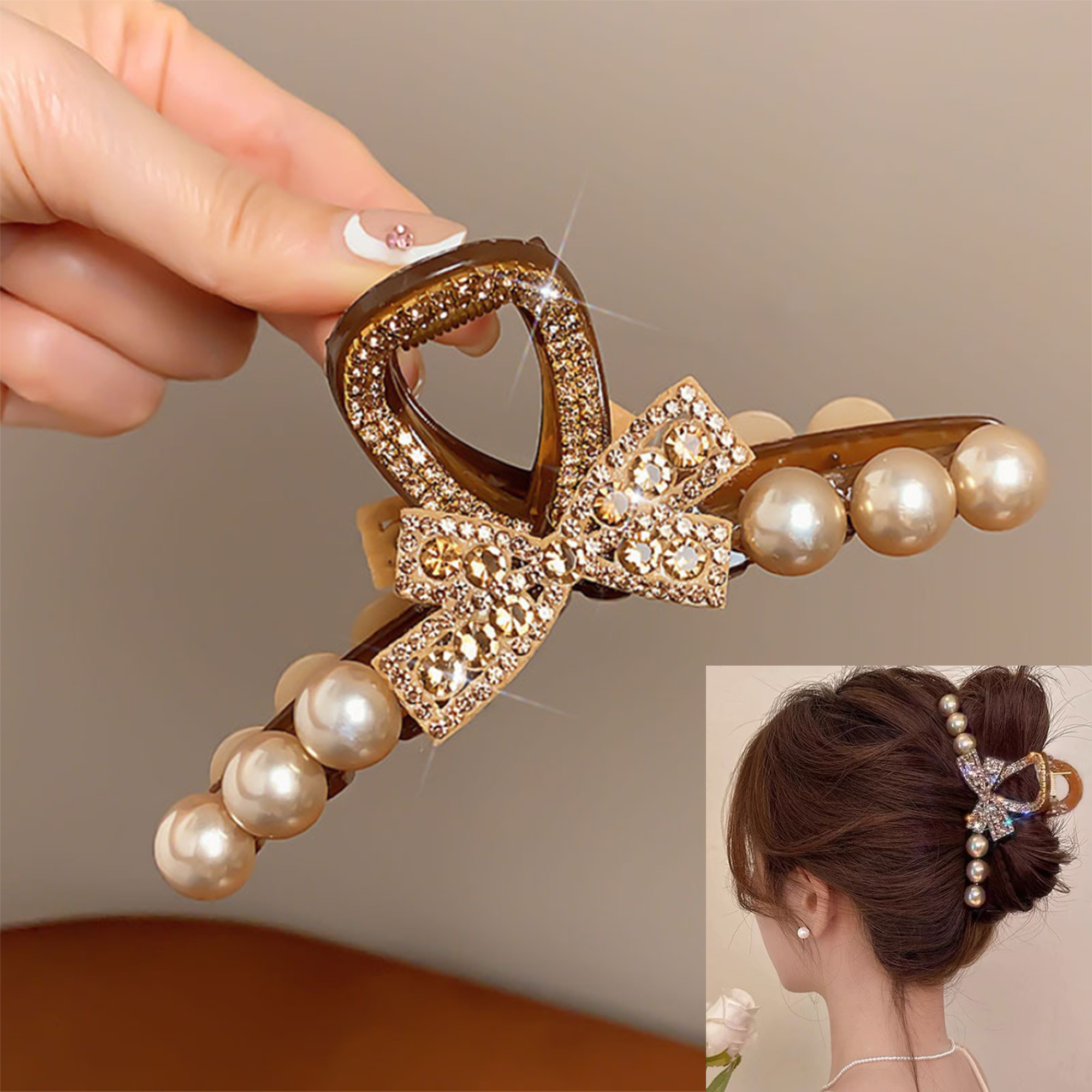 Vintage Fashion Ornaments - Vintage Pearl Black Hair Claws For