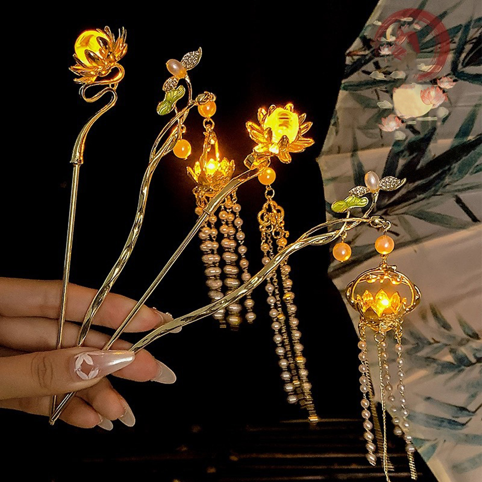 Vintage Fashion Accessories - Luminous Flower Hairpin For Women Creative