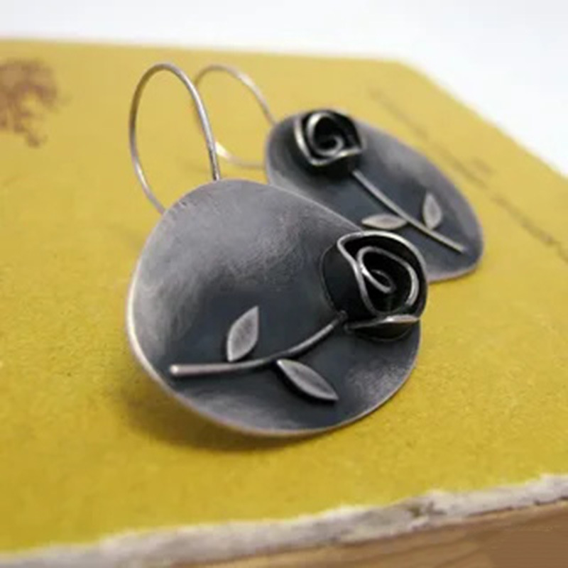 Vintage Urban Fashion - BKBK Vintage Oxidized Oval 3D Rose