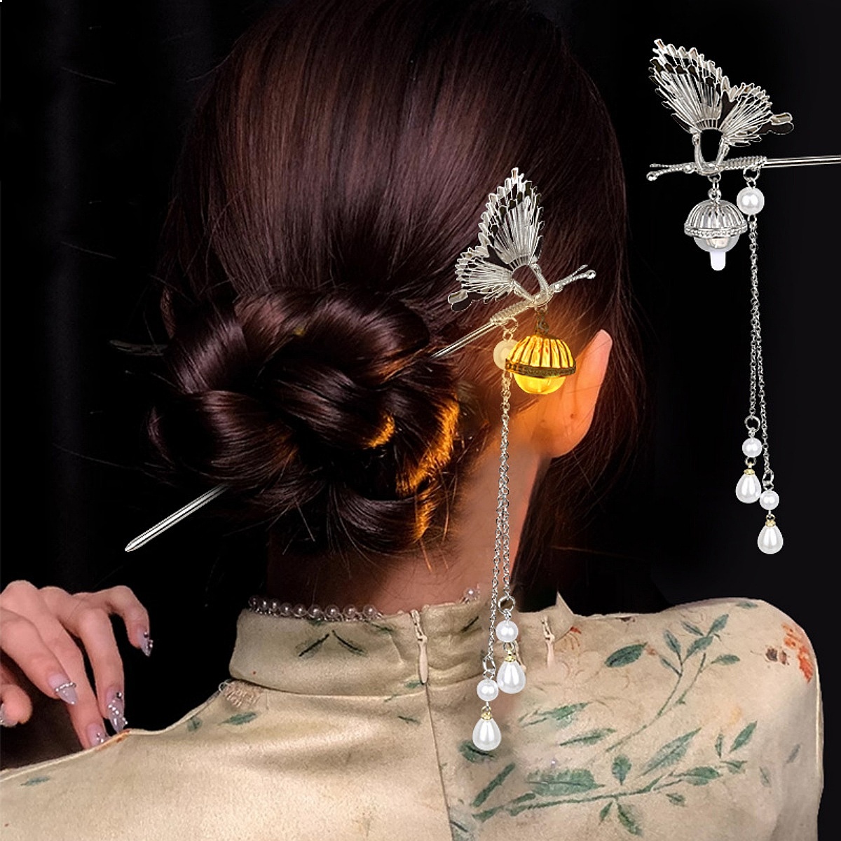 Luminous Lotus Hairpin Women C - Vintage Fashion Accessories 评论和价格