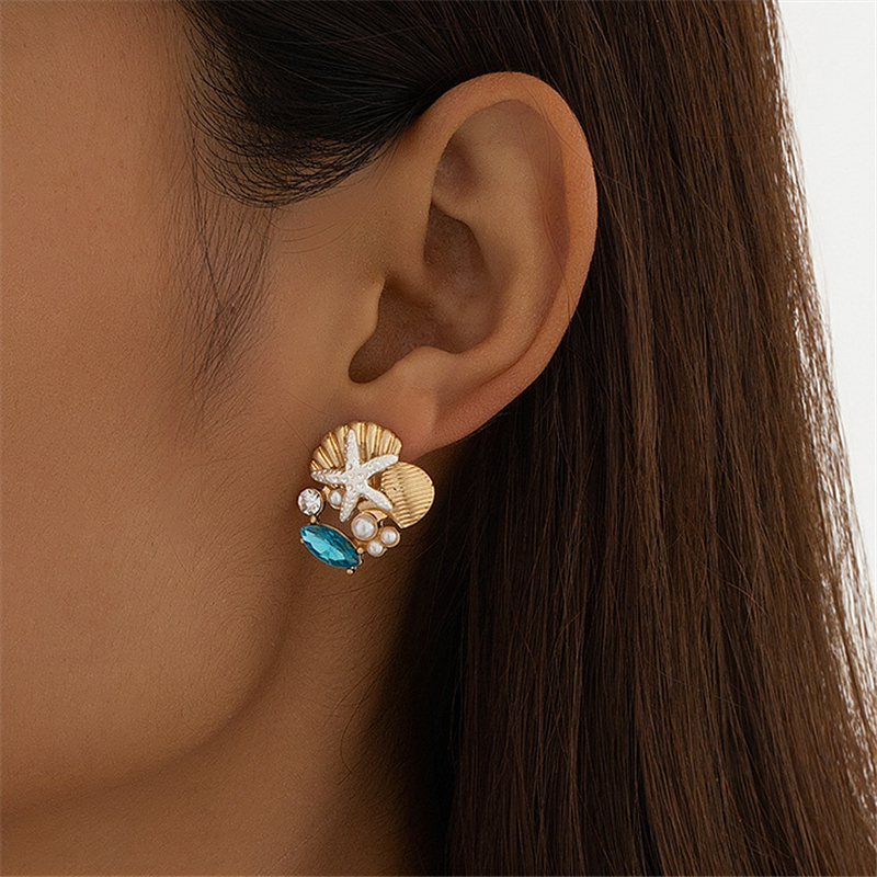 Starfish earrings metal shell  - Vintage Fashion Looks 评论和价格
