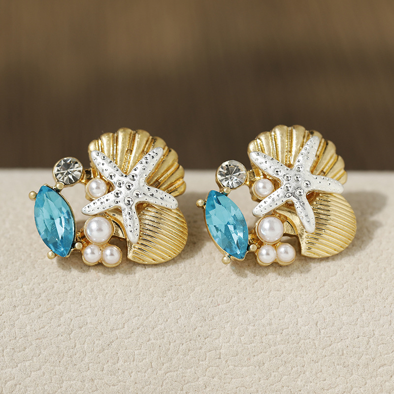 Starfish earrings metal shell  - Vintage Fashion Looks 评论和价格