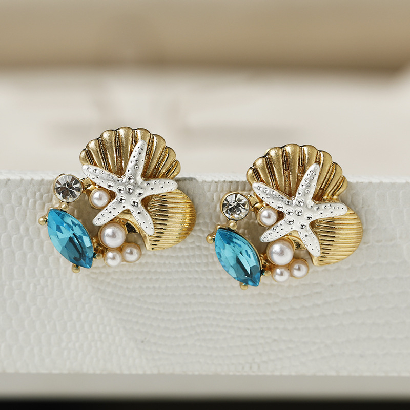 Starfish earrings metal shell  - Vintage Fashion Looks 评论和价格