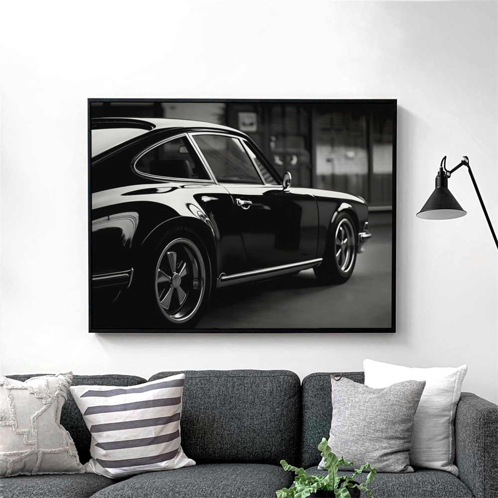 Vintage Sports Car Print Black - Vintage Vogue Fashion Poster 评论和价格