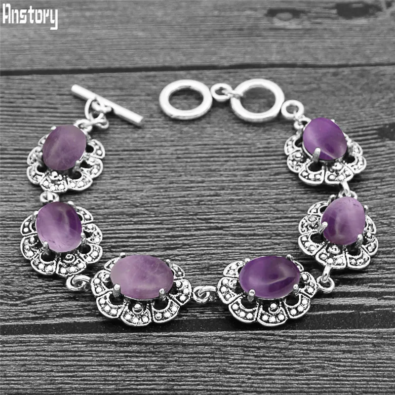 Oval Amethysts Bracelet Plum F - Vintage Fashion Looks 评论和价格