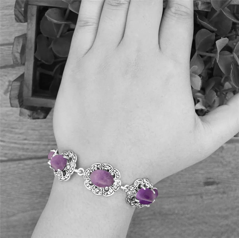 Oval Amethysts Bracelet Plum F - Vintage Fashion Looks 评论和价格