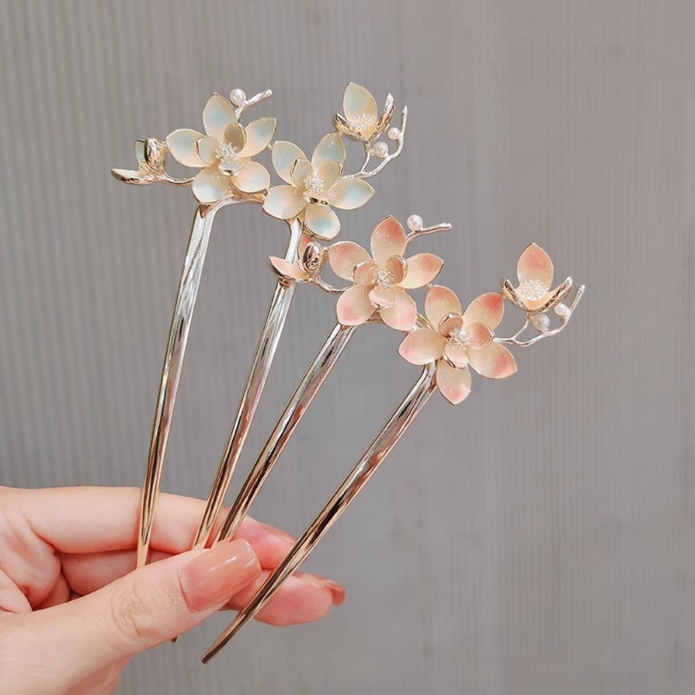 1pc U Shaped Flower Hair Stick - Vintage Fashion Accessories 评论和价格