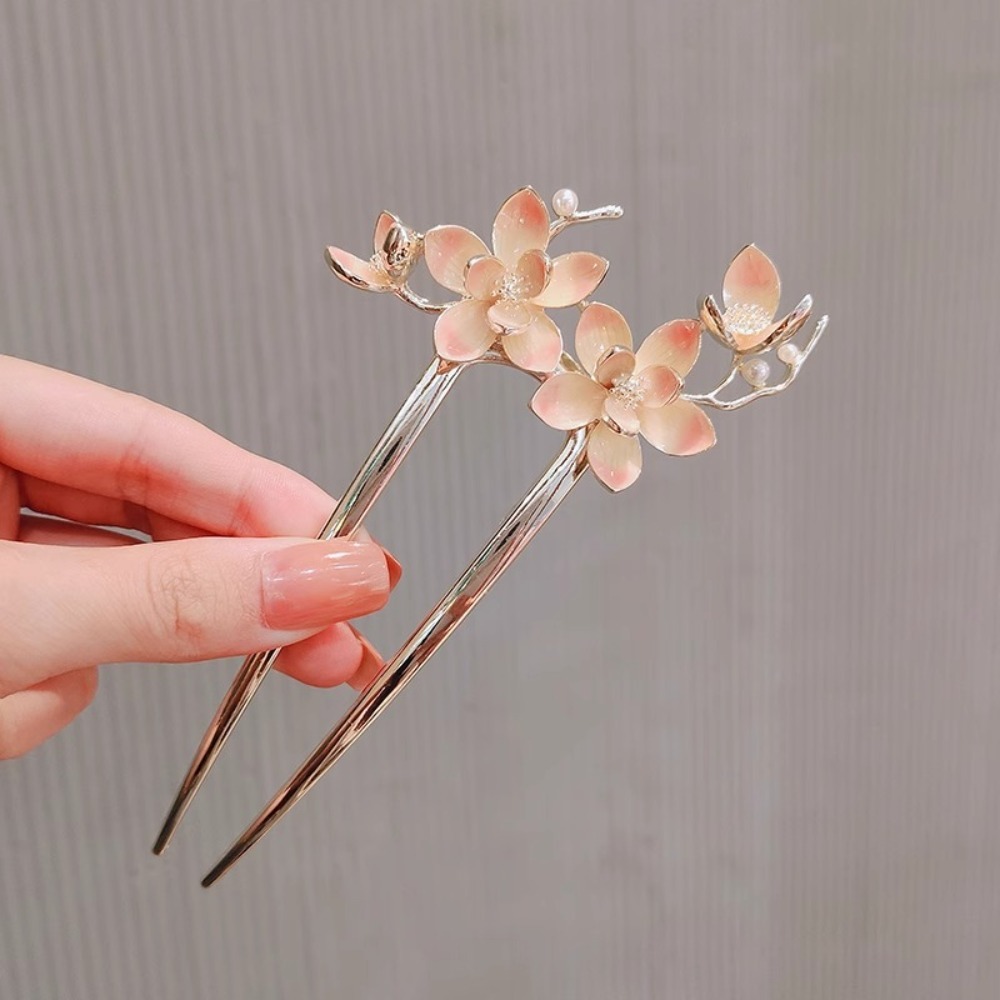 1pc U Shaped Flower Hair Stick - Vintage Fashion Accessories 评论和价格