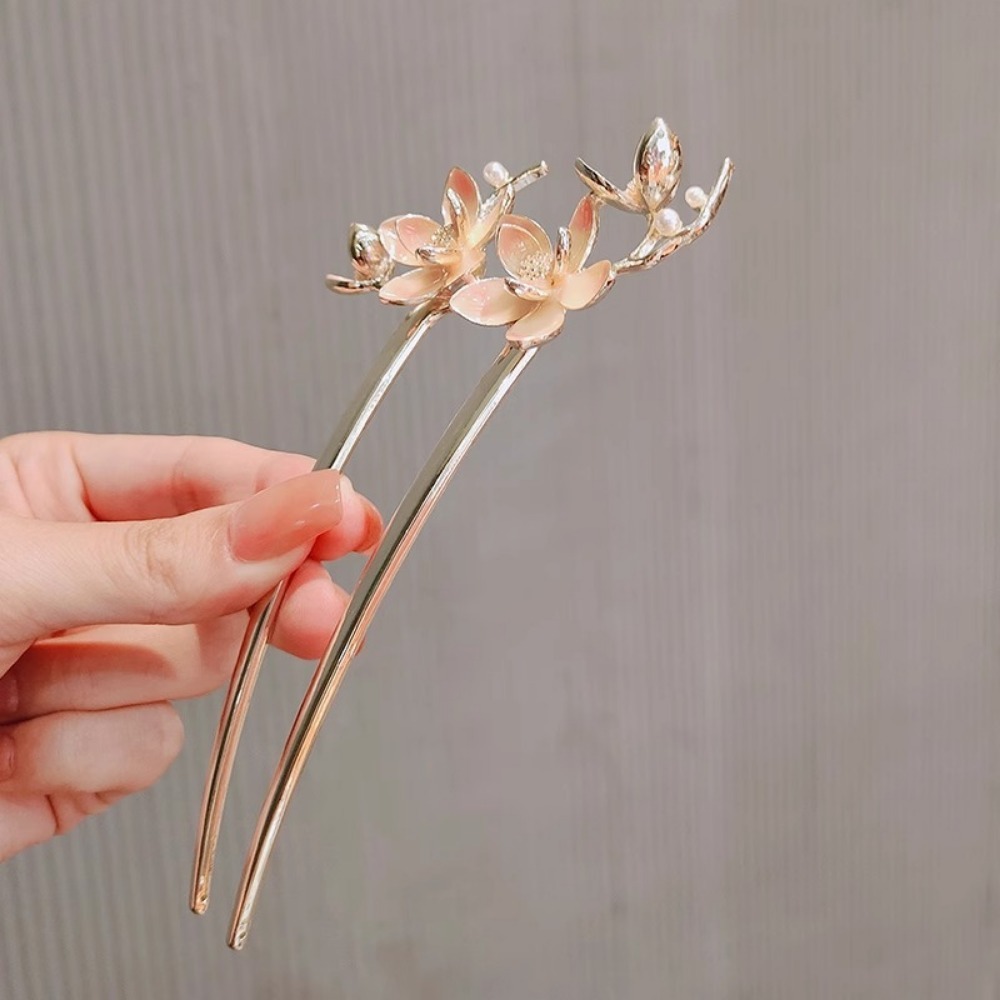 1pc U Shaped Flower Hair Stick - Vintage Fashion Accessories 评论和价格