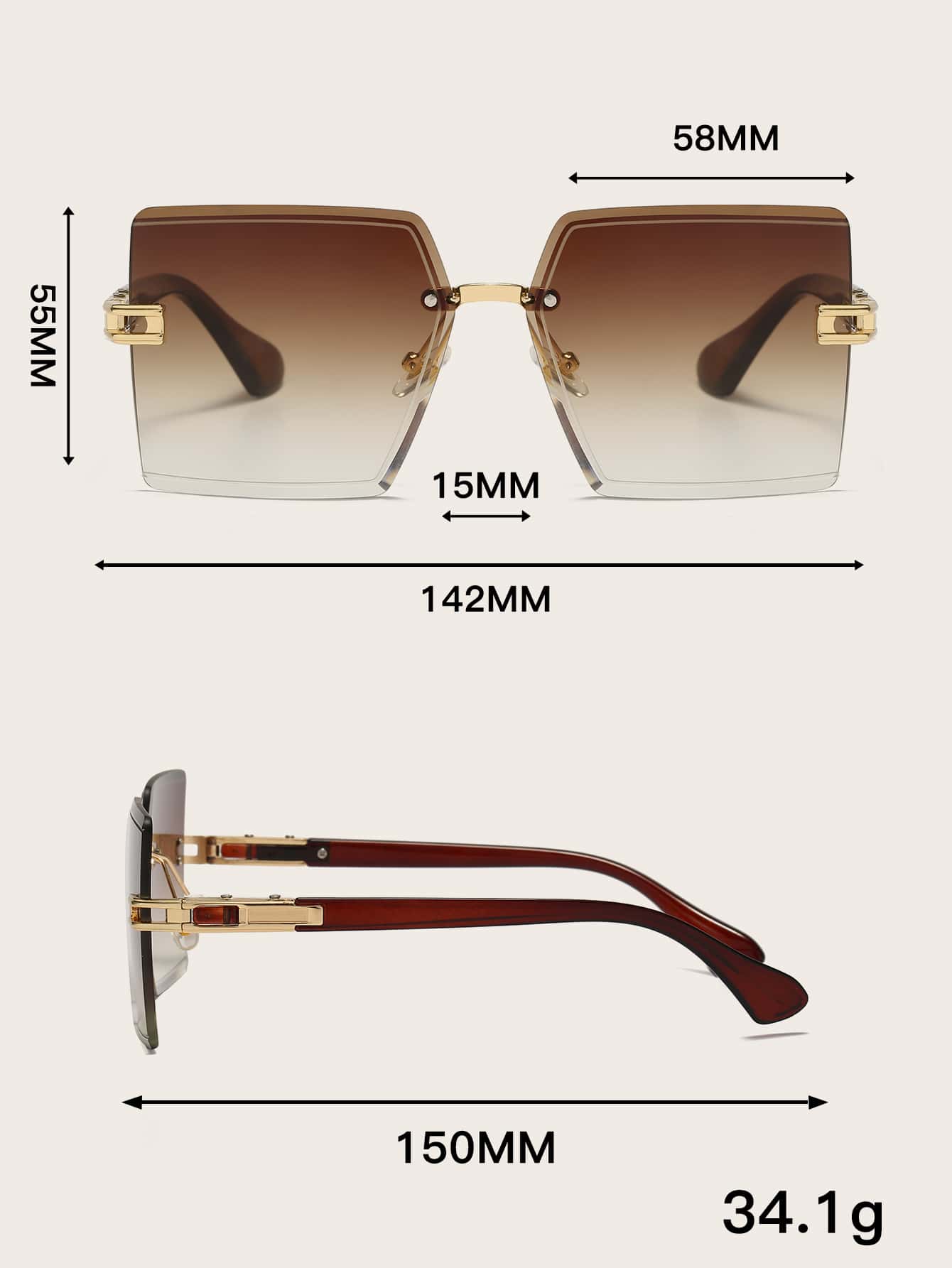 Rimless Ombre Lens Fashion Sun - Vintage Fashion Accessories 评论和价格