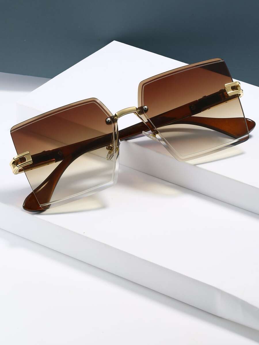 Rimless Ombre Lens Fashion Sun - Vintage Fashion Accessories 评论和价格