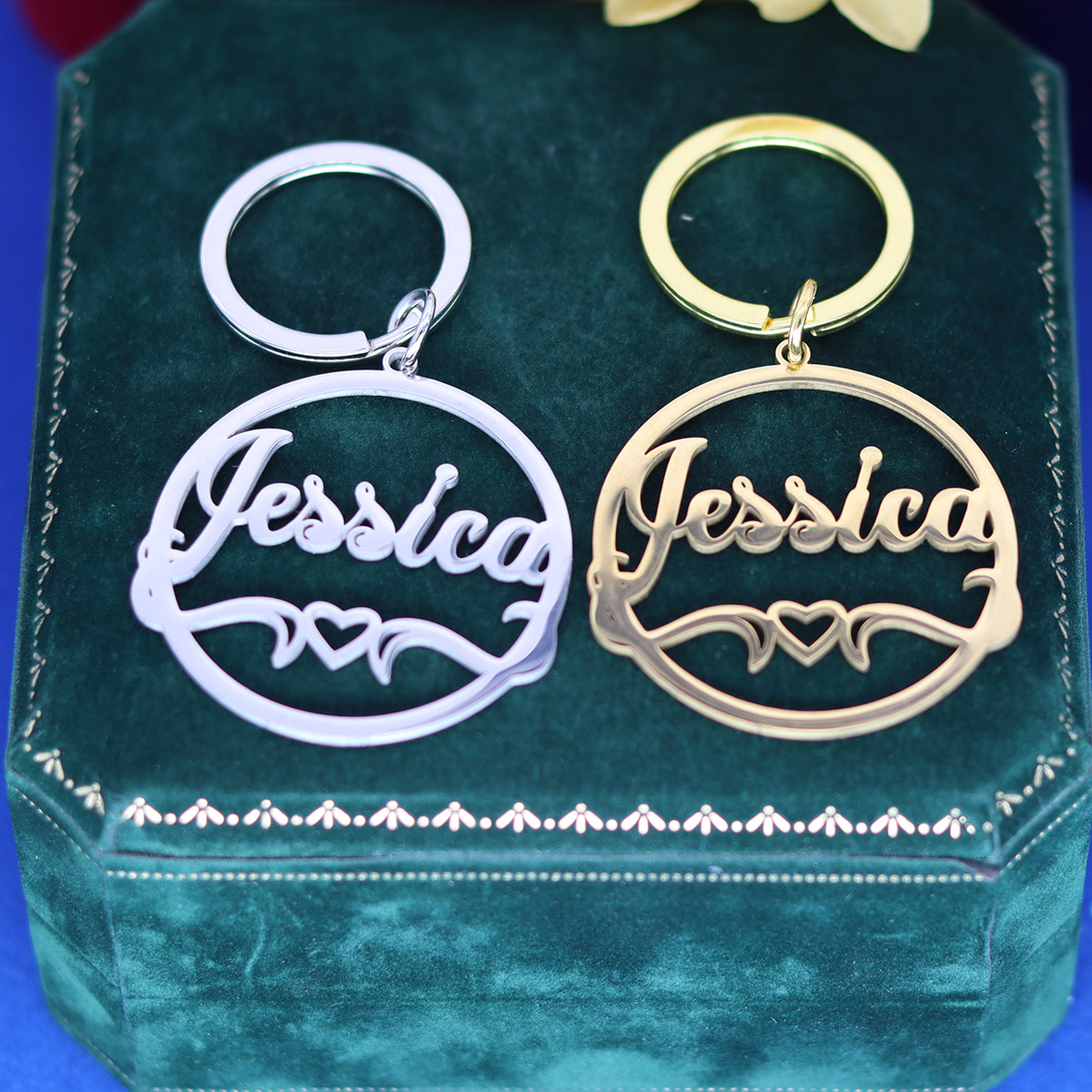 Love Heart Custom Name Keychai - Vintage Fashion Names 评论和价格