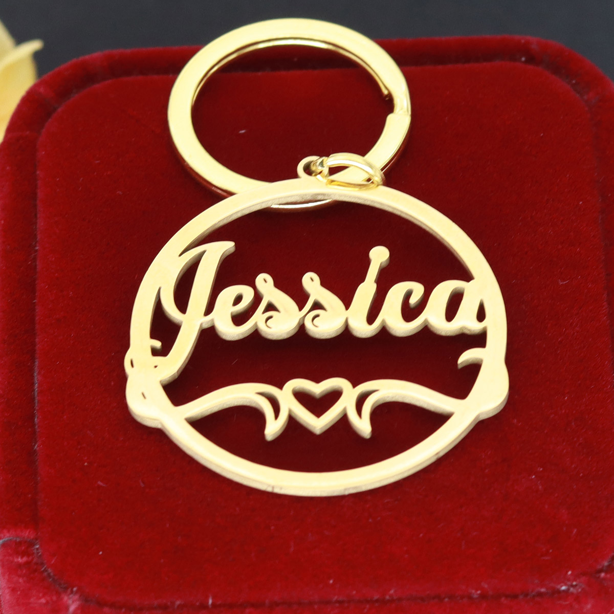 Love Heart Custom Name Keychai - Vintage Fashion Names 评论和价格