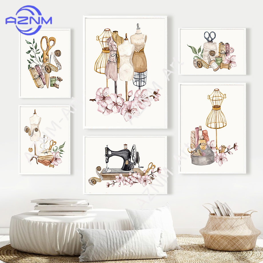 Vintage Dress Sewing Machine F - Vintage Vogue Fashion Poster 评论和价格