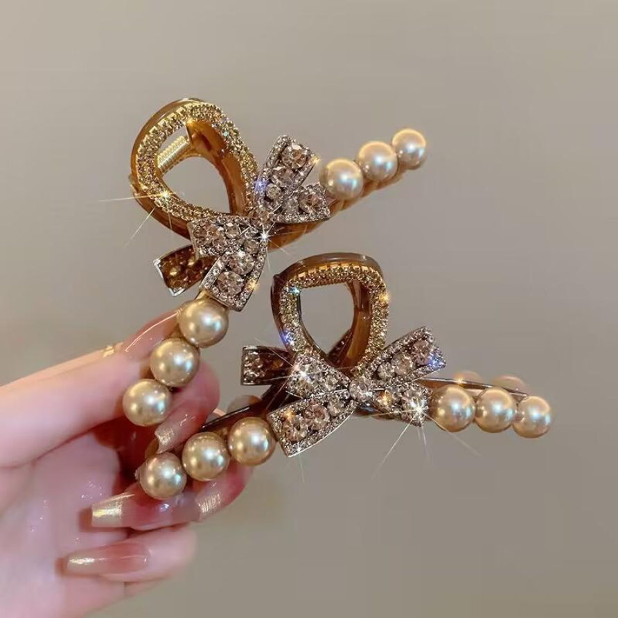Vintage Pearl Black Hair Claws - Vintage Fashion Ornaments 评论和价格