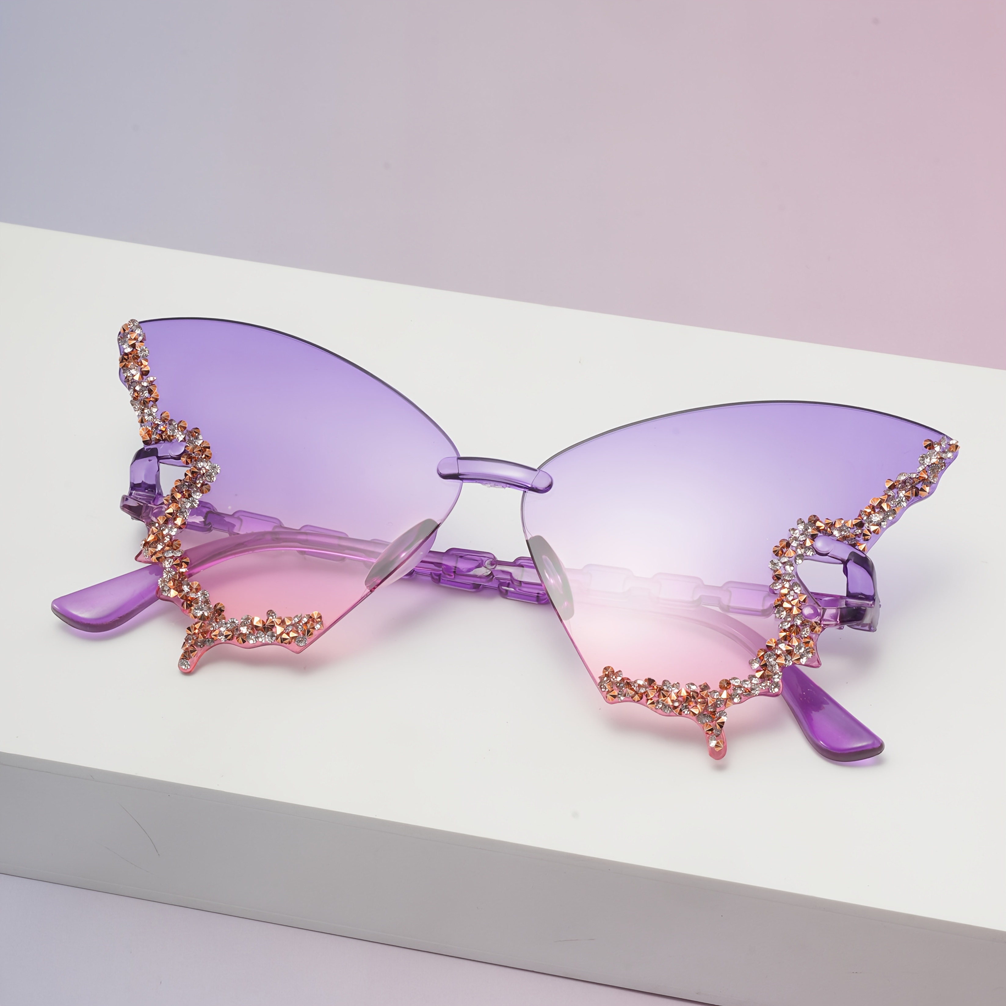 Butterfly glasses, crystal inl - Vintage Fashion Accessories 评论和价格