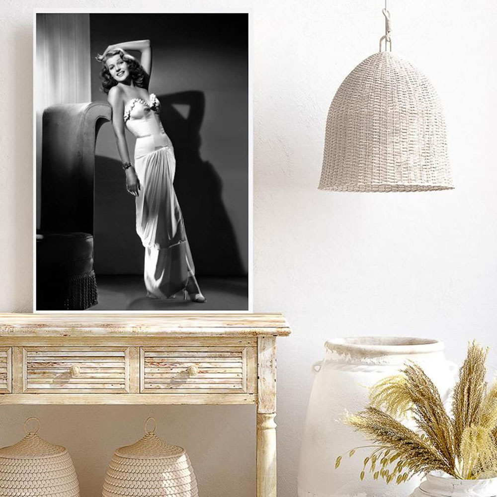Rita Hayworth Poster,Black and - Vintage Vogue Fashion Poster 评论和价格