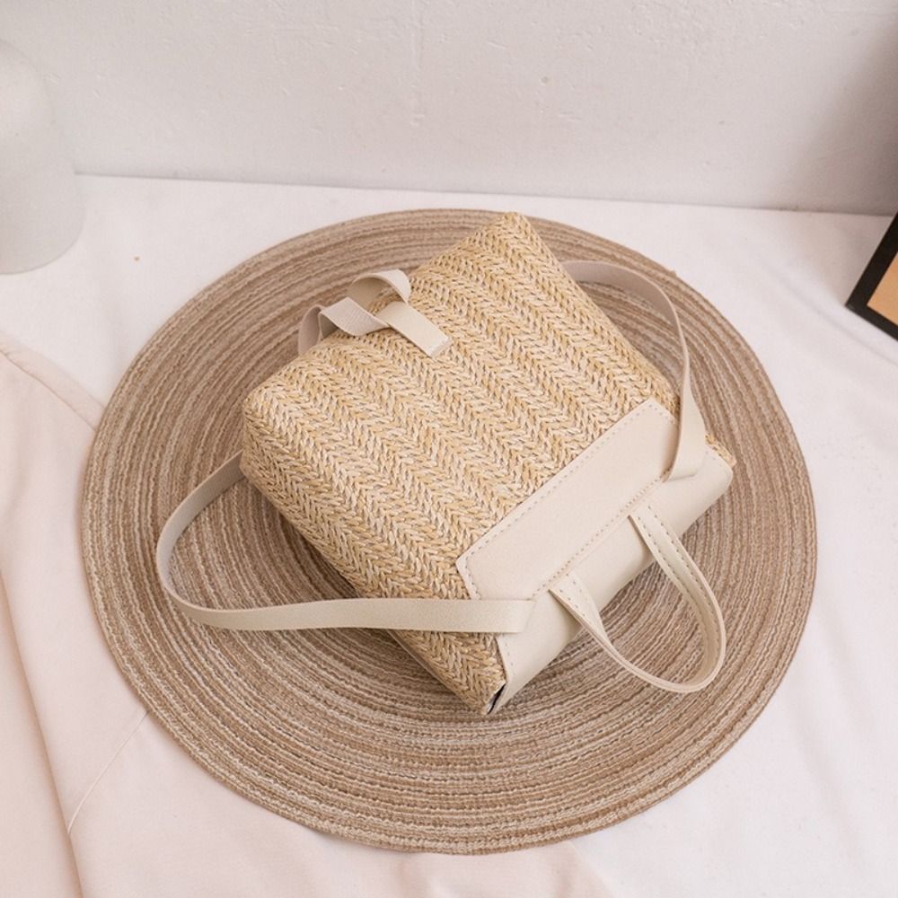 Fashion PU Leather Straw Backp - Vintage Fashion Looks 评论和价格